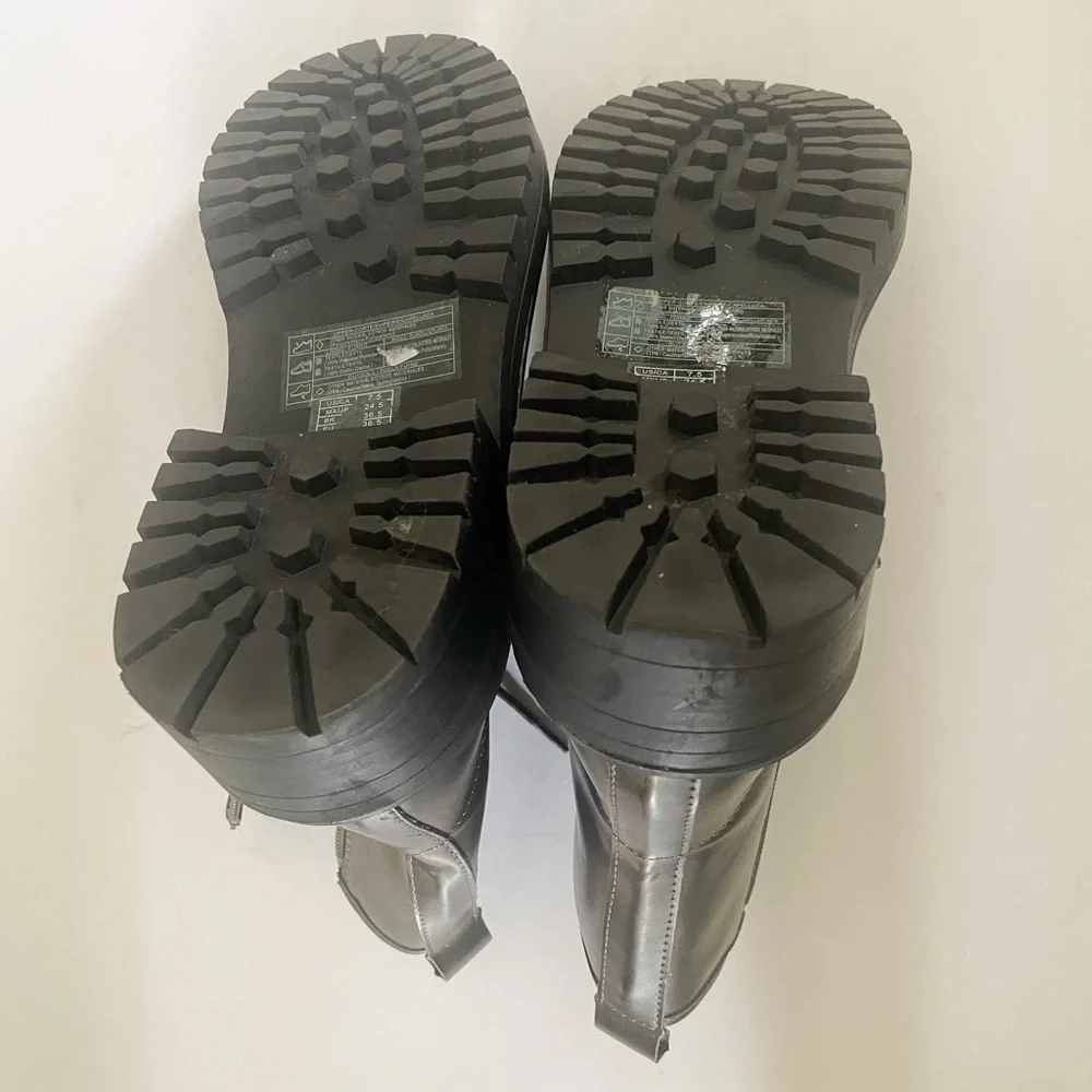 Forever 21 Faux Leather Lace Up 90s Y2K Moto Combat Boots Green Size 7.5 - Picture 4 of 8